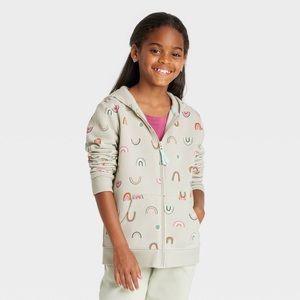 Girls' Printed Zip-up Fleece Hoodie - Cat & Jack™